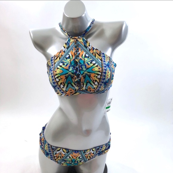 Bar III Other - Bar III Womens Two Piece Swimsuit Lg Blue Orange